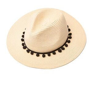 Sole Society Straw and Pom Pom Fedora Hat